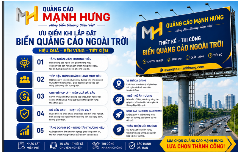 Biển Quảng Cáo Ngoài Trời Chuyên Nghiệp – Đẹp, Giá Tốt