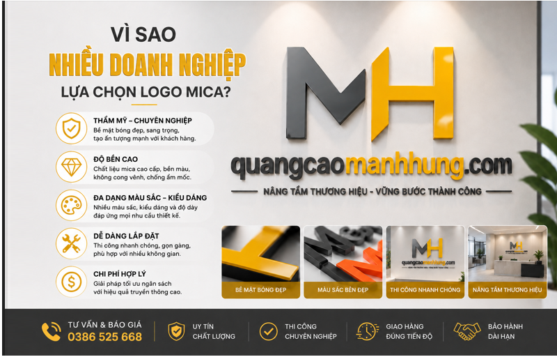 Logo Mica Dán Tường Đẹp, Hiện Đại Cho Doanh Nghiệp