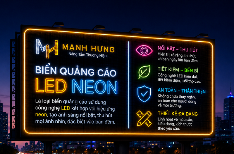 Biển Quảng Cáo LED Neon Là Gì? Báo Giá Làm Biển LED Neon Mới Nhất 2026