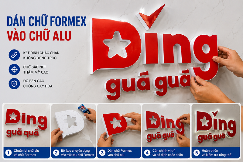 Logo Alu Chân Formex Dán Tường Cho Trung Tâm Tiếng Trung